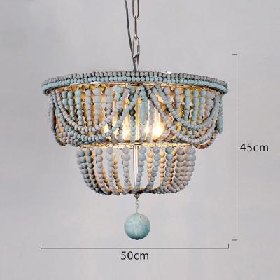 China Unique Industrial Design Style Wooden Beaded Chandelier with 2-Tier Draped Bead Pendant Light and 360° Beam Angle à venda