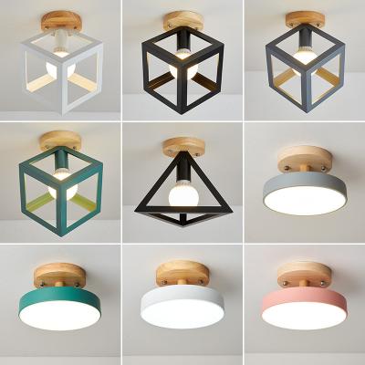 China Iron LED Ceiling Lights Fixtures Cloakroom Hallway Corridor Balcony Aisle Light Hotel Decoration Macaroon Wooden Home 90 for sale