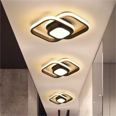 China 90 Round Square Decorative Modern Black Metal Led Ceiling Lights for Living Room Bedroom Corridor Aisle Balcony Hallway for sale