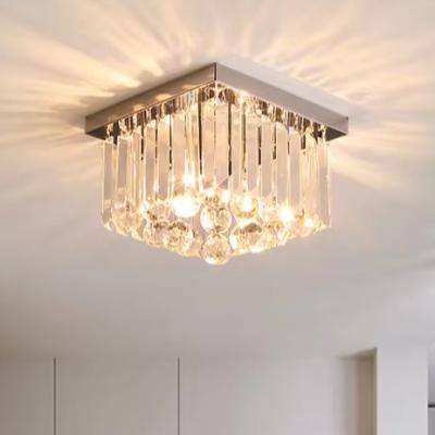 China Post-modern crystal entrance aisle G9 ceiling lamp modern simple round disc bedroom cloakroom balcony light for sale