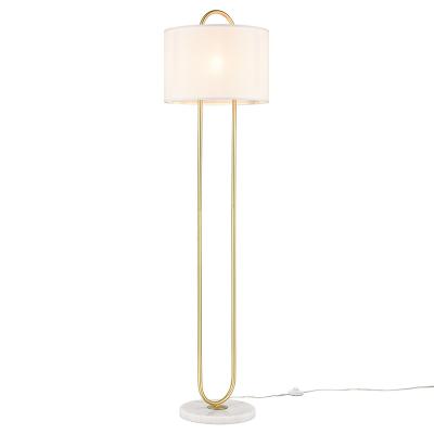 China Hotel Home Decor Nordic Floor Light Marble Base Fabric Standing Lamp with Metal Stand SMD LED Chip AC 85-265V Input Voltage for sale