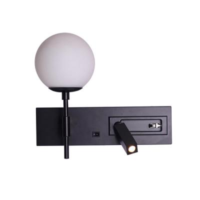 Κίνα Bronze Mounted Modern Glass Globe LED Wall Lamp for Hotel Reading 330 Degree Rotation and On/Off Rocker Switch at Base προς πώληση