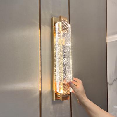 China 30000 Hours Lifespan LED Wall Lamp Luxury Square Bubble Crystal Long Line Design for Bedroom Corridor in Home Hotel for sale