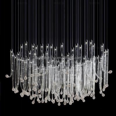 China Modern Art Glass Decorative LED Chandelier Large Staircase Light Fixture for Villa Hotel Dining Elegant Lighting for sale