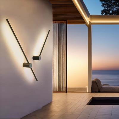 China Long led Outdoor garden Linear Bedroom sconces decoration lights hotel home Indoor Aluminum Body Wall Lamps With Shade for sale