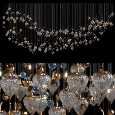 China ECOJAS Crystal Hazelnut-like Pendants Lights Luxury Glass Gold Lantern Chandelier Light for Restaurant Hotel Villa for sale