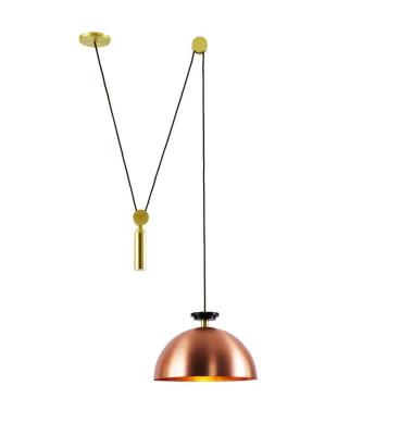 China Brushed Brass Modern Hanging Pendant Lights Copper Shape Up Hemisphere for sale