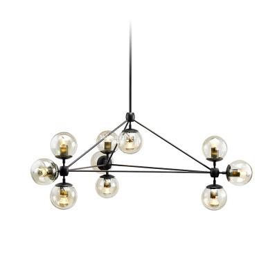 China Large Glass Pendant Lights , Black Modo 10 Heads Bedroom Ceiling Lights for sale