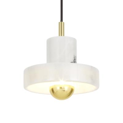 China Modern Single Swag Pendant Light , Art Deco Marble Stone Brass Pendant Light for sale