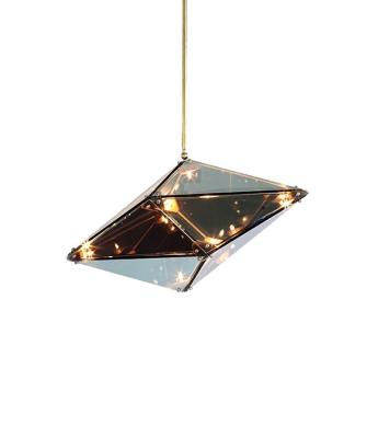 China Contemporary Hotel Glass Pendant Ceiling Light , Modern Bar Pendant Lights Maxhedron Diamond Grey Amber for sale