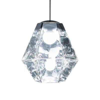 China Diamond Cut Modern Hanging Pendant Lights Tall Chrome Copper Cool White Crystal Chandelier for sale