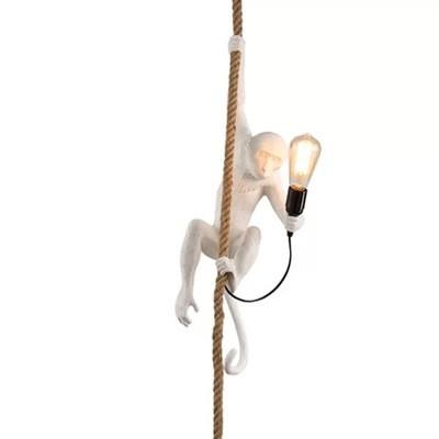 China Modern Resin Monkey Natural Wood Pendant Light For Home Bar Cafe for sale