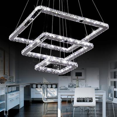 China Rectangle Crystal Ceiling Lights , 1200mm Crystal Pendant Chandelier  for sale