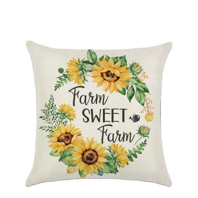 China Anti-Bacteria Grow Sunflower Tile Covers Decorative Summer Throw Pillow Case Cushion Covers Farmhouse Decor Housewarming Cushion Covers for sale