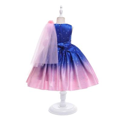 China Anti-Wrinkle Kids Wedding Christmas Girls Party Wear Catwalk Evening Princess Mixed 2 Color Dress Long for sale