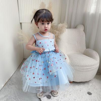 China Anti-wrinkle Children's Party Dress Children's Princess Girls' Dress High-end Long Sleeve Little Girl Host Bridesmaid for sale