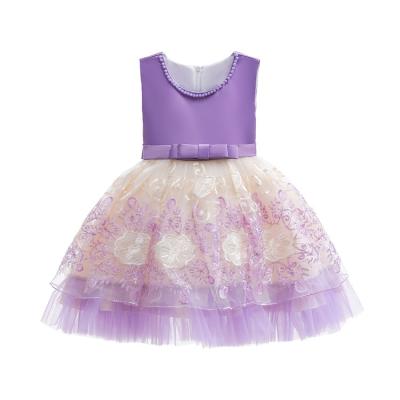 China Birthday Party Supplies High Quality Anti-wrinkle China OEM European Children Kids Dresses Luxury Lace Bridesmaids Formal Dresses for sale