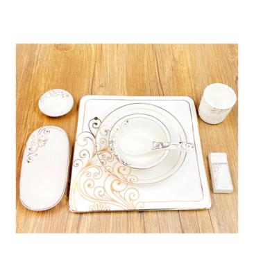 China Wholesale Promotion Viable White Porcelain Dinner Set Elegant Elegant Fine Bone China Dinnerware Set 4 Piece Dinnerware Set for sale