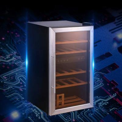 China DONGHU Hotel Custom Wine Cooler for Refrigerator Shelves Wooden Wine Cooler Wine Cooler with Glass Door for Hotel for sale