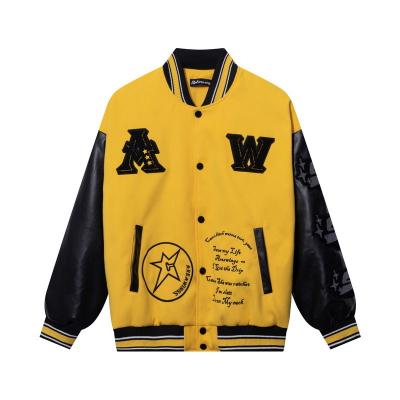 China Breathable Mens College Sleeves Embroidery Jacket Wholesale College Leather Jacket for sale