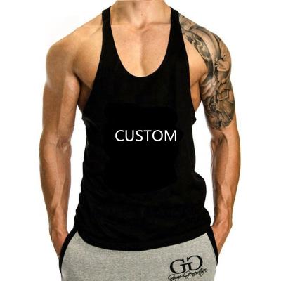 China Hip Hop Gym Men's T-shirt Summer Wear Breathable Custom Cotton Smooth Print Plain White Black White Sleeveless Singlet for sale