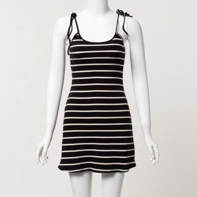 China Anti-Static Ready To Ship Women Summer Dresses Striped Spaghetti Strap Tailored Mini Casual Dress for sale