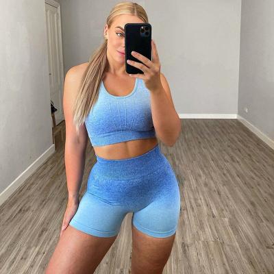 China Sports Fitness 2022 Summer High Quality Hot Selling Breathable New Two-Piece Short Tie-Dye Yoga Set for sale