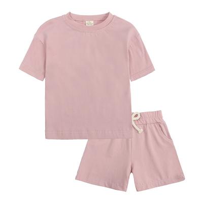 China 2022 Summer Casual Baby Boys Tracksuit Clothes Two Piece Set Short Sleeve Cotton Tops Shorts Elastic Waist Infant Clothing for sale