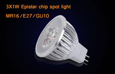 China Dimmable MR16 3 * 1W  LED Spotlight Bulbs With Epistar , Warm White LED Light for sale