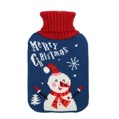 China Printed Fabric Knitted Cover With Medical Rubber Hot Handbag 2000ml Hot Water Bottle for sale