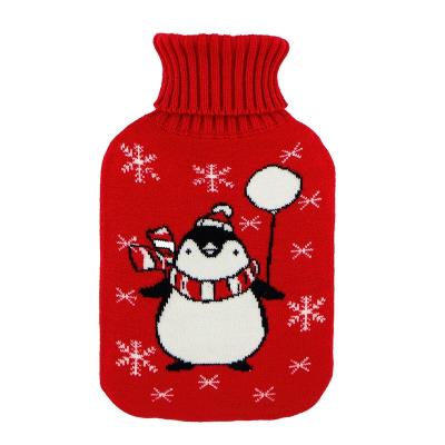 China Printed Fabric Hot Water Bag Cheap Hot Water Bottle With Knit Cover Print Custom Water Bottle for sale