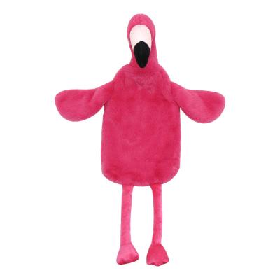 China Fabric factory direct sale printed rubber hot water bottle bag with flamingo plush cover for sale