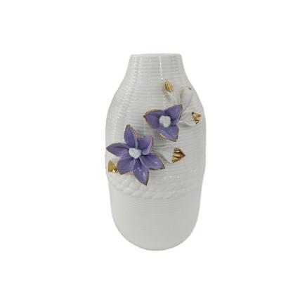 China Creative minimalist promotional sale surface with flower white texture ceramic vase for home decor for sale