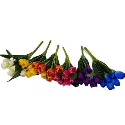 China Hot Sale Fashion Wedding Party Home Office Kitchen Decoration 9 Tulips High Quality Bouquet Artificial Flower for sale