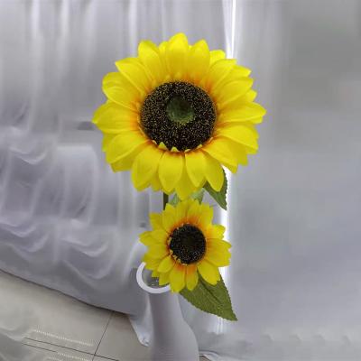 China Latest Fashion Hot Popular Wedding Decoration 2 Sunflowers Bouquet Artificial Flower Fashion Sale Quality Guarantee for sale