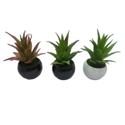 China Custom Nordic Home Decor Artificial Aloe Vera Plan Ceramic Flower Pot Set China Fashion Flower Pot Set for sale