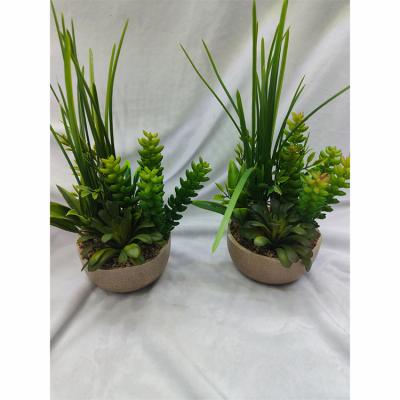 China Fashion promotion high quality modern decoration plastic artificial plants with ceramic flower pot set for sale