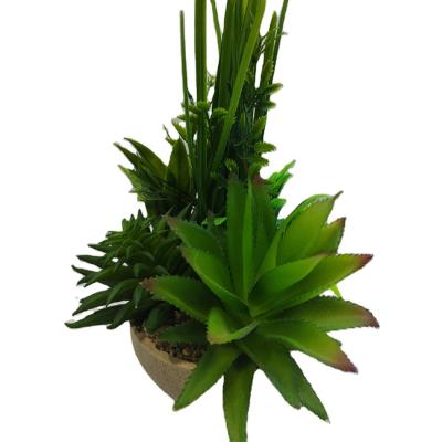 China Fashion China factory indoor outdoor decoration plastic artificial pineapple leaf and ceramic flower pot set for sale