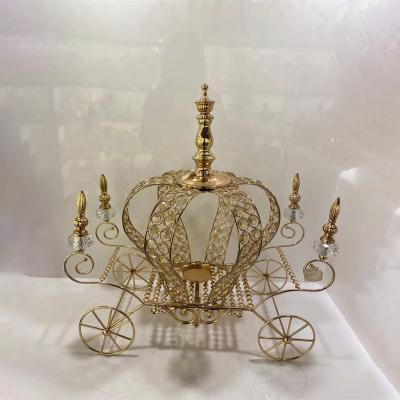 China Acrylic crystal type home hotel wedding decoration cake car candlestick hot sale iron decoration pumpkin stand for sale