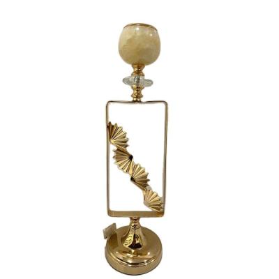 China China factory handmade home decoration gold wedding road lead flower table decoration candlestick electroplating holder for sale