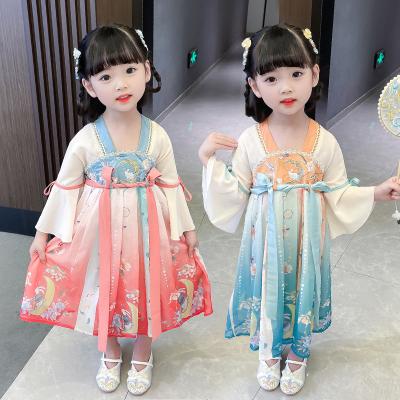 China 2022 new spring performance of the soft and beautiful Chinese style of the girl's breathable skirt girls' antique dress small for sale