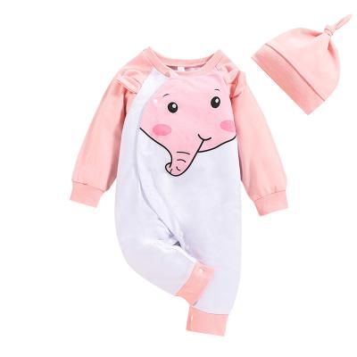 China Soft Matte Cute Keep Warm Baby Elephant Pattern Siamese Climbing Clothes Girls Winter for sale