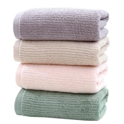 China 32s/2 30 cotton 70 bamboo fiber good quality factory wholesale rib stripe face hand bath towel 34x75cm Te koop