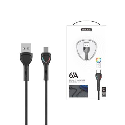 China Mobile Phone Etc.electronic Product Transmission 1M Data Line Usb 6A Liquid Silicone Fast Charging Charging Micro Android Phone Cable With Led for sale