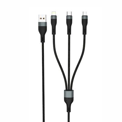 China Mobile Phone Universal All In One 1.2m 3In1 Usb3.0 6A Durable Nylon Braided Multi Fast Charging Data Cable 3 In 1 Usb Cable for sale