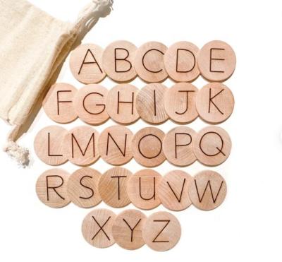 China Toy Montessori Homeschool Preschool Kindergarten Alphabet Discs Spelling Wooden Flash Cards for sale