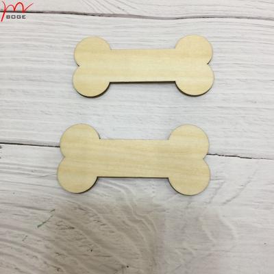 China Home Decoration Dog Bone Wooden Shapes (9cm) Embellishments Blank Shape Craft Decoration Wood Cut for sale