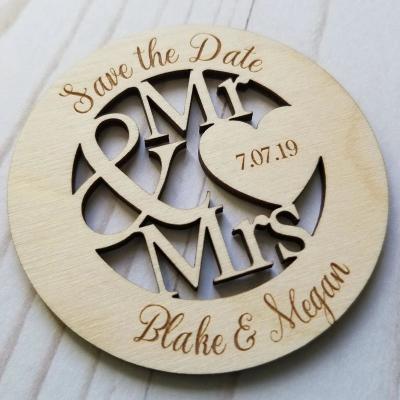 China Wedding save the date card laser cut save the date cards round shape save the date magnet card wedding party decorations for sale