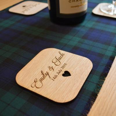 China Europe Personalized Wedding Placecard Wooden Wedding Favors Table Coaster for sale