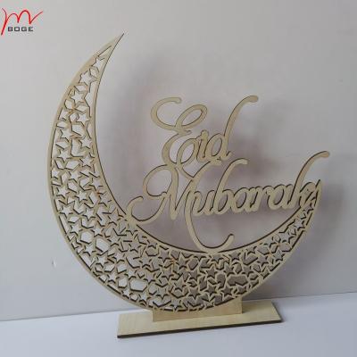 China Islamic eid decoration Mubarak eid signs free WOODEN wood table decor home decorations for home for sale